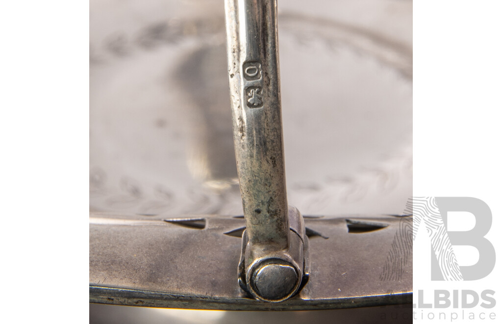 Vintage English Sterling Silver Footed Basket with Pierced Sides, Birmingham 1938