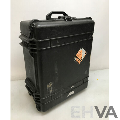 Assorted AV Equipment Including Headphones, Microphones, Mixer, and More with Pelican 1610 Case