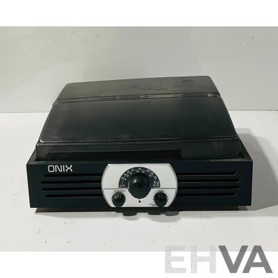 Set Three Technics SB PS10 Speakers, Onix Stereo Turntable and AM FM Radio and Technics Audio System Remote RAK CH202WH