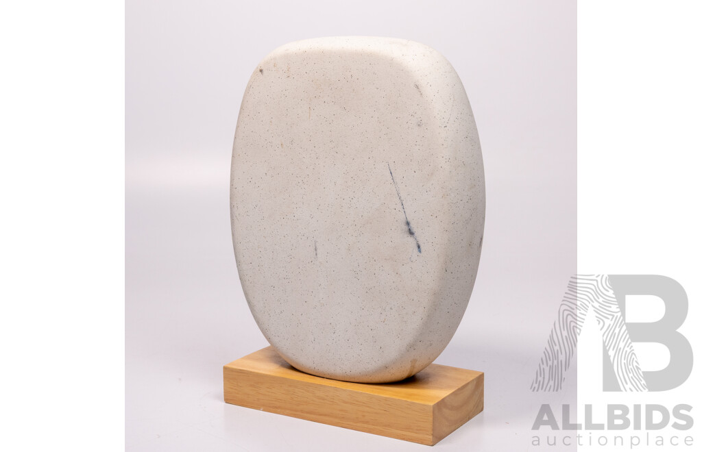 Retro Sculptural Composite Head on Wooden Base