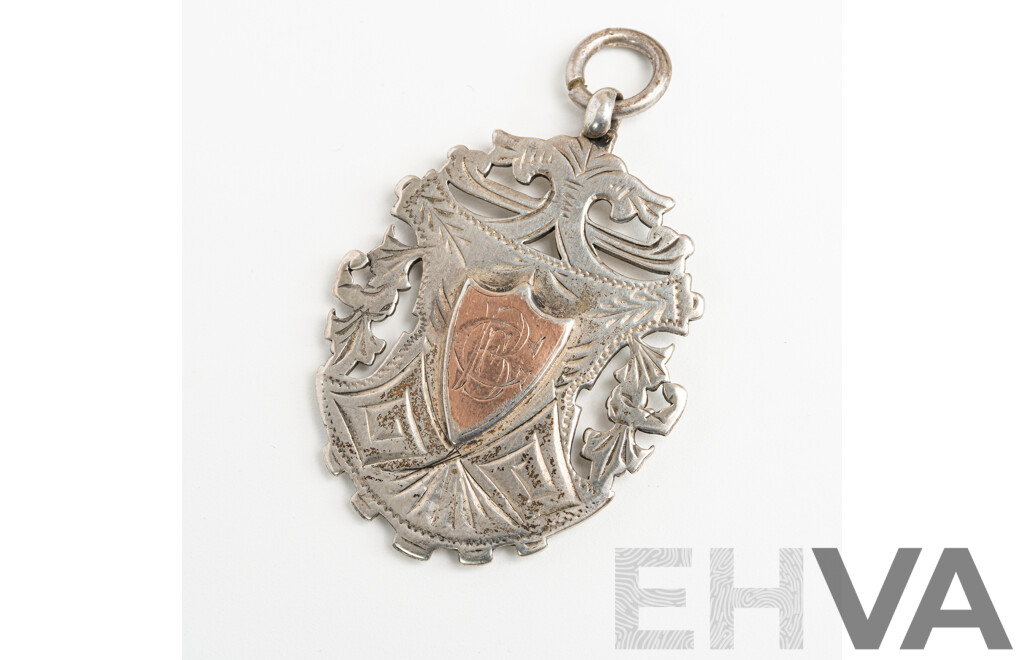 Antique Sterling Silver & Rose Medallion Pendant '10 Miles CBF', 52mm, 19.30 Grams