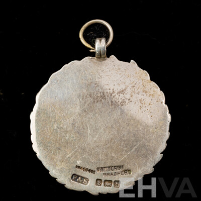 Antique Sterling Silver Wreath Medal Pendant, Birmingham 1907, 30mm, 11.65 Grams