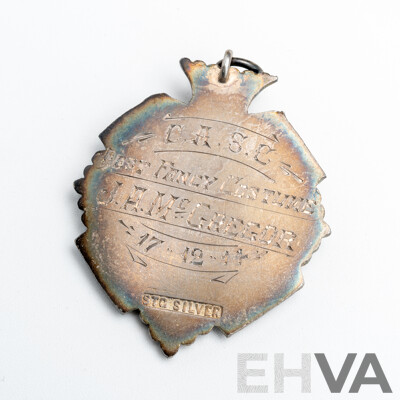 Antique Sterling Silver Swimming Medal Pendant, 1914, 40mm, 15.04 Grams