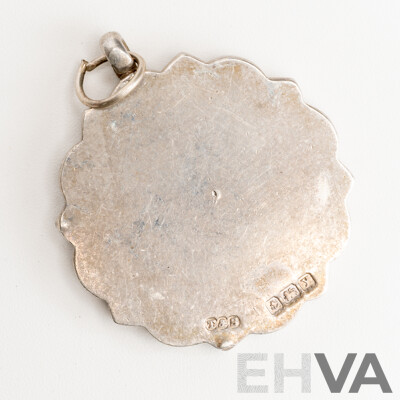 Antique Sterling Silver Enamel Birmingham & DIS Works Amateur F.A Medallion/pendant, Birmingham 1923, 16.93 Grams