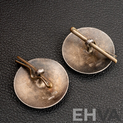 Antique Sterling Silver W.H Bartlett 1922 Embossed (2) Buttons, 11.38 Grams