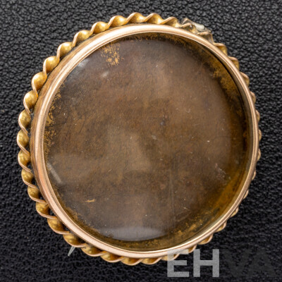 Antique 9ct Gold Locket/memorial Brooch, 37mm Diameter, 8.82 Grams
