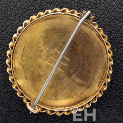 Antique 9ct Gold Locket/memorial Brooch, 37mm Diameter, 8.82 Grams