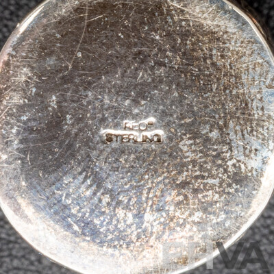 Antique Sterling Silver Floral Repousse Vessel with Sterling Cotton Spool for Chatelaine, 22.18 Grams & Tatting Hooks