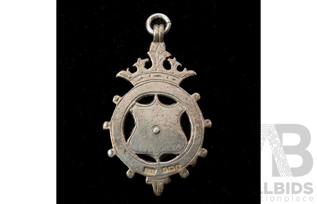Antique Sterling Silver & Rose Medallion Pendant 'Newhall Dart League', 40mm, 10.48 Grams