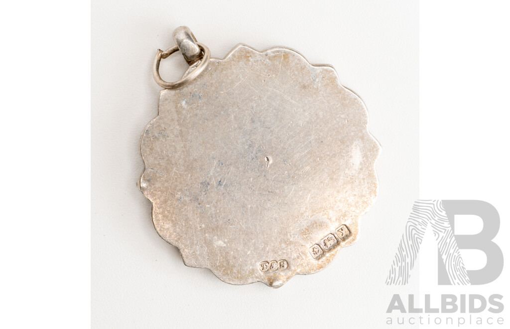Antique Sterling Silver Enamel Birmingham & DIS Works Amateur F.A Medallion/pendant, Birmingham 1923, 16.93 Grams