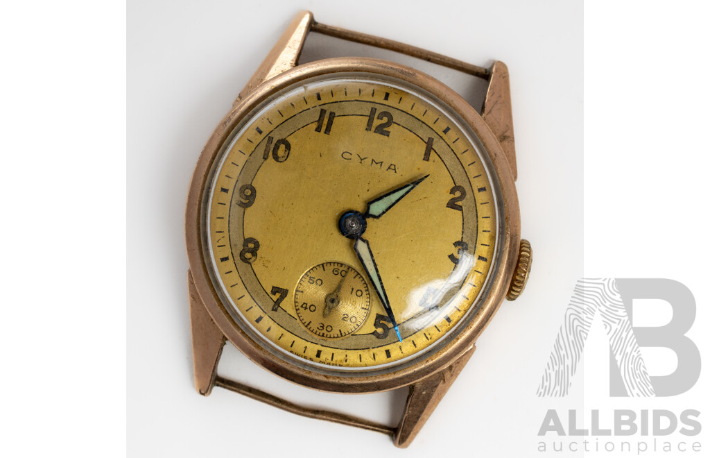 Cyma 9ct Gold Swiss Made Watch, 28mm, No Band, 19.13 Grams