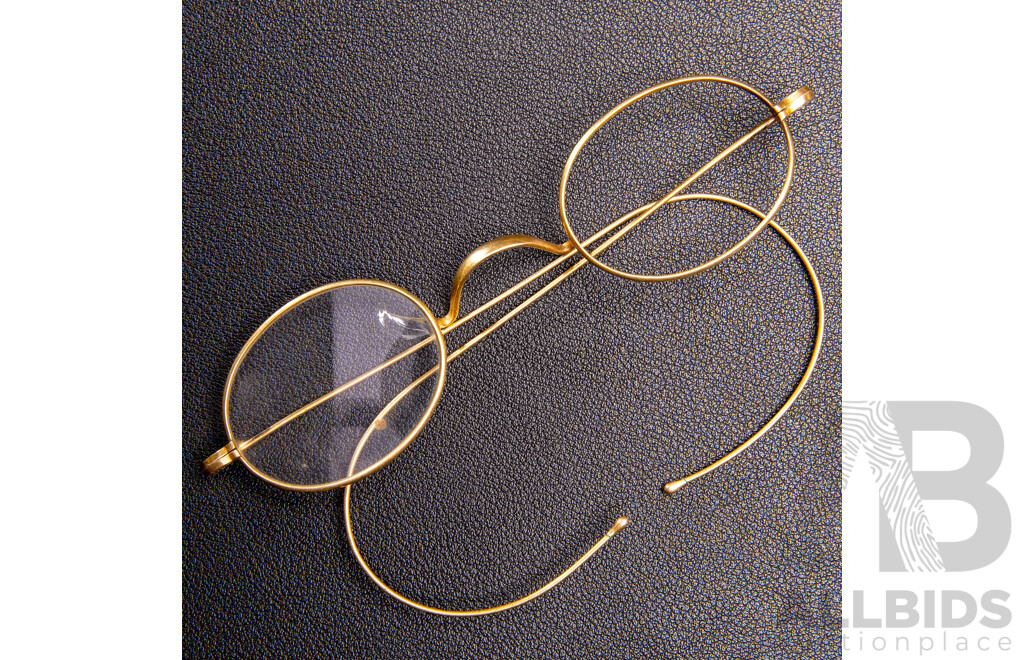 Antique 9ct Spectacle Frames, Missing One Lense, 10.33 Grams