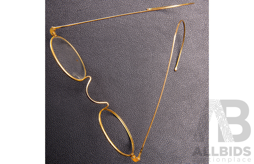 Antique 9ct Spectacle Frames, Missing One Lense, 10.33 Grams