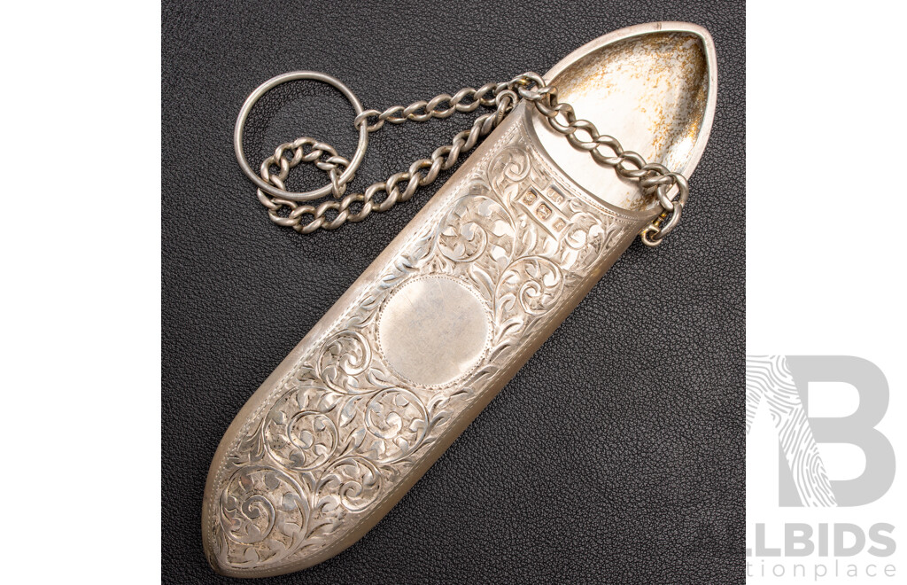 Antique Solid Sterling Silver Chatelaine Spectacles/Glasses Case HM Birmingham 1905, 55.0 Grams