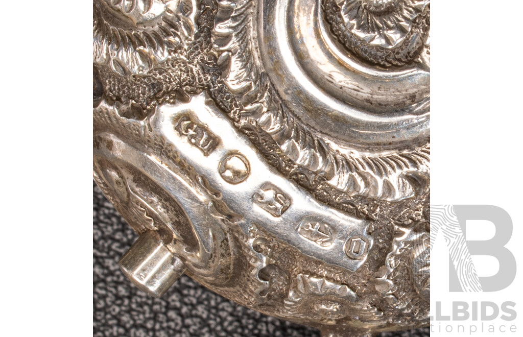 Antique Sterling Silver Chatelaine with Cherub Motifs and (5) Sterling Silver Attachments, Letter of Provenance, 173.0 Grams C.1849-1888
