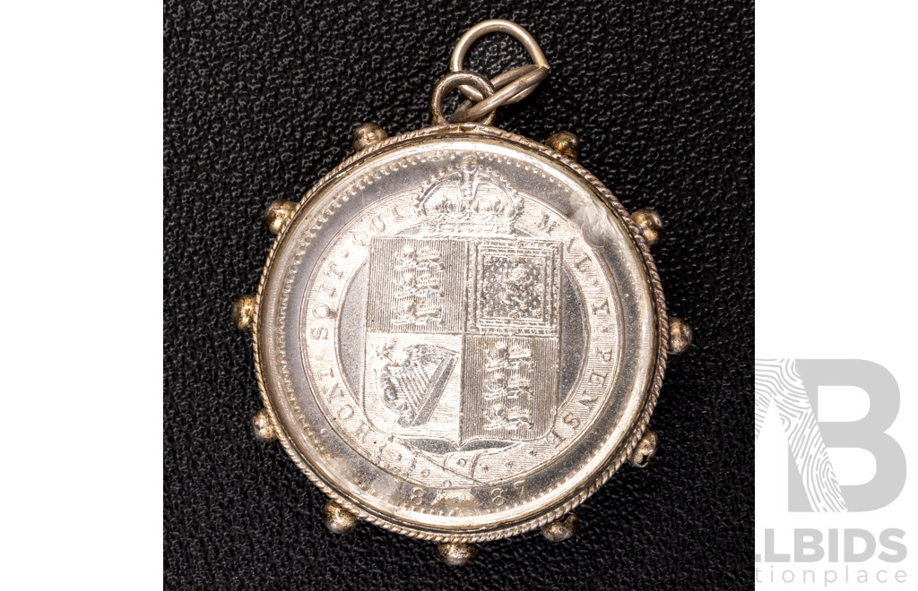 Antique Queen Victoria 1887 Sterling Silver Ships Wheel Fob Pendant, 28mm, 13.32 Grams