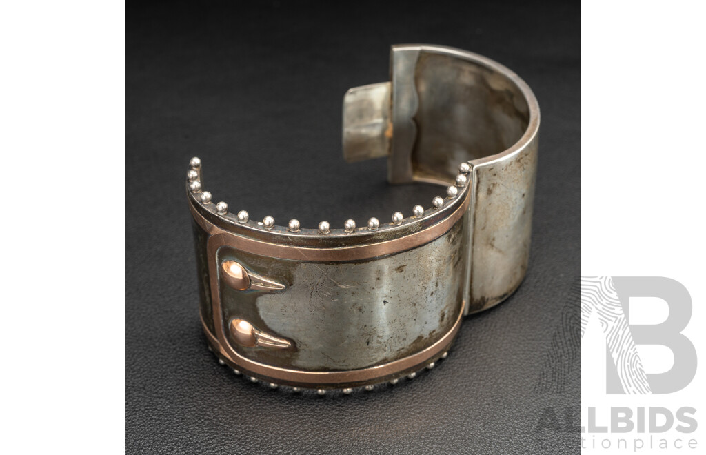 Antique Sterling Silver 1882 Birmingham Hinged Cuff Bangle, 43mm, 57mm Internal Diameter, 52.45 Grams