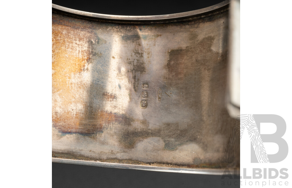 Antique Sterling Silver 1882 Birmingham Hinged Cuff Bangle, 43mm, 57mm Internal Diameter, 52.45 Grams