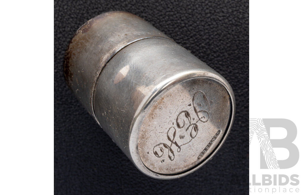 Antique Sterling Silver Australian Vesta Case with Original R.Bell & Co Melbourne Matches, Monogrammed OEH