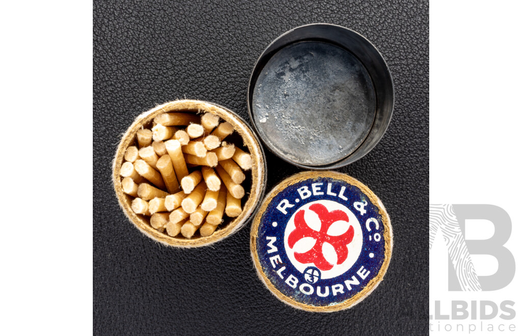 Antique Sterling Silver Australian Vesta Case with Original R.Bell & Co Melbourne Matches, Monogrammed OEH