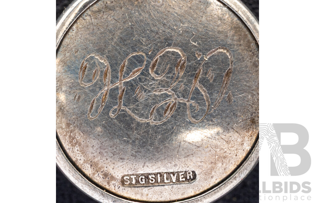 Antique Sterling Silver Australian Vesta Case with Original R.Bell & Co Melbourne Matches, Monogrammed OEH