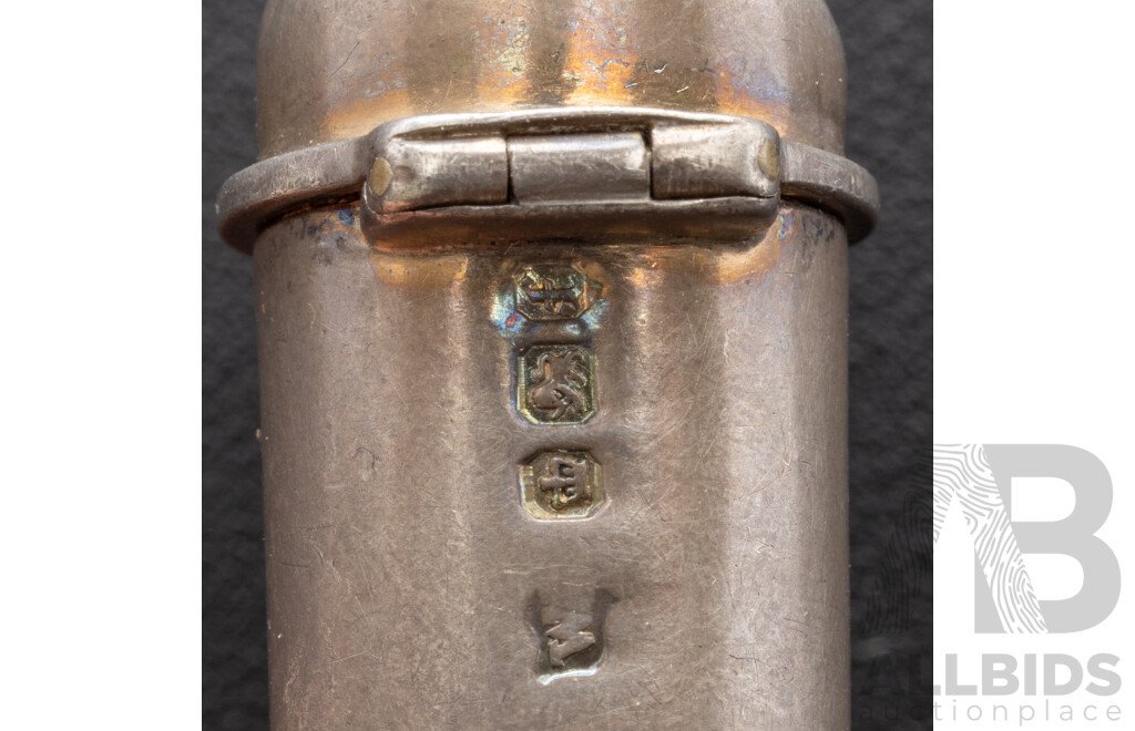 Antique Sterling Silver Cheroot Cigar Case, 90mm, Hallmarked Birmingham 1880, 17.52 Grams