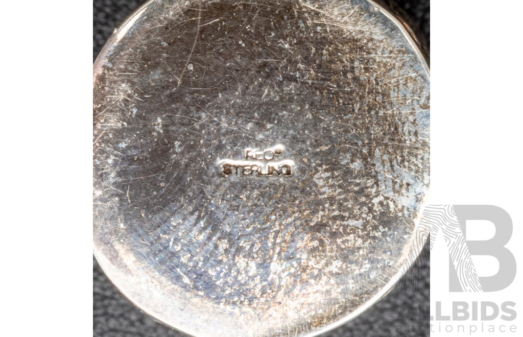 Antique Sterling Silver Floral Repousse Vessel with Sterling Cotton Spool for Chatelaine, 22.18 Grams & Tatting Hooks