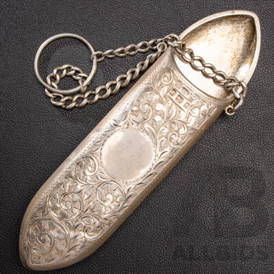 Antique Solid Sterling Silver Chatelaine Spectacles/Glasses Case HM Birmingham 1905, 55.0 Grams