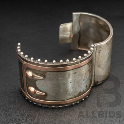 Antique Sterling Silver 1882 Birmingham Hinged Cuff Bangle, 43mm, 57mm Internal Diameter, 52.45 Grams