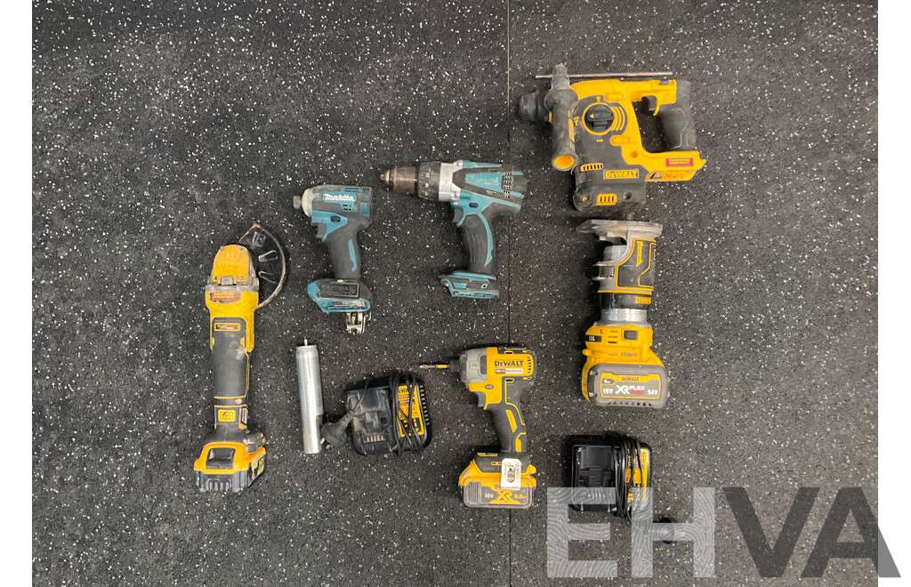 Assorted Tools Including DeWalt and Makita