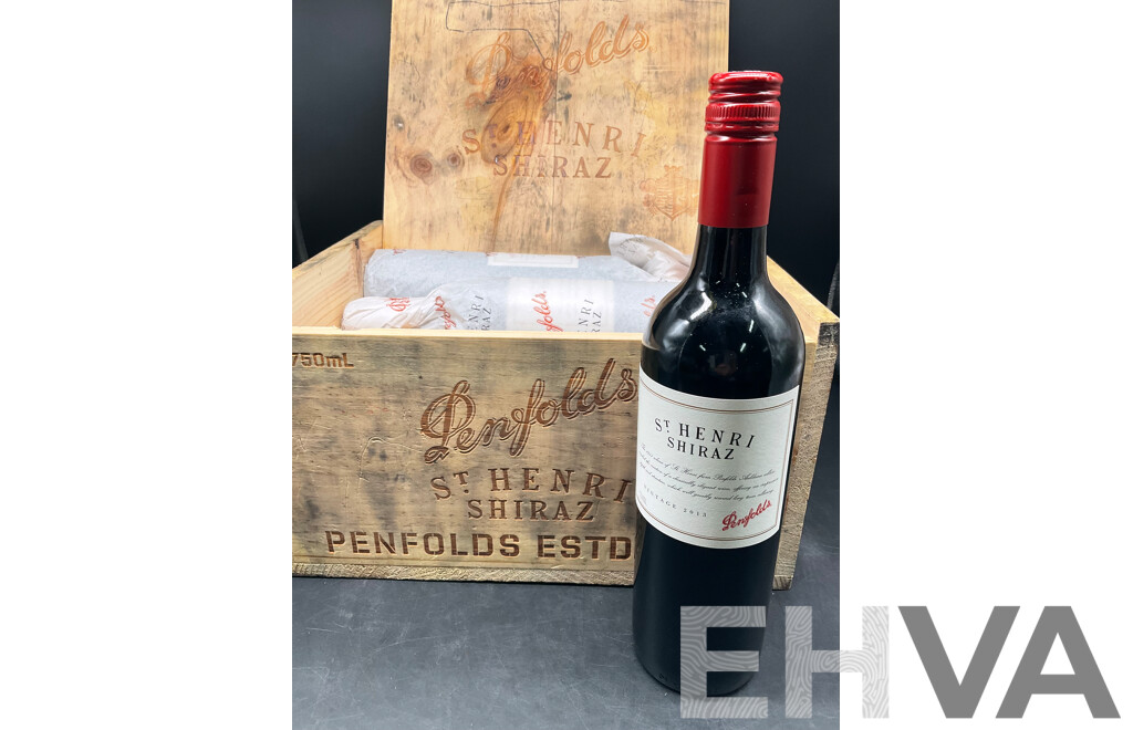 PENFOLDS St Henri SHIRAZ Vintage 2013 750ml -  6 Bottles in Timber Box