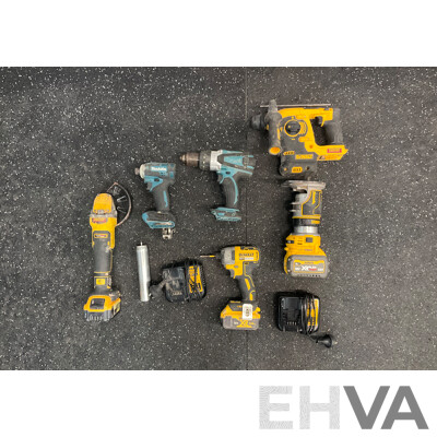 Assorted Tools Including DeWalt and Makita