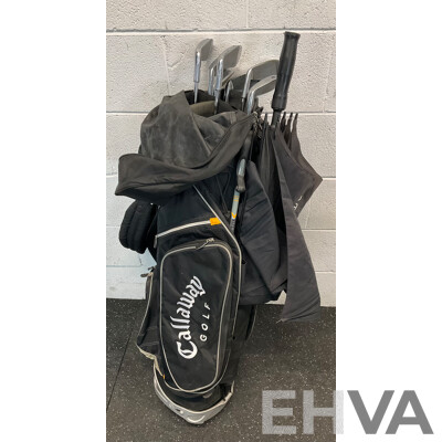 Callaway Golf Bag with 7 Dunlop Golf Clubs