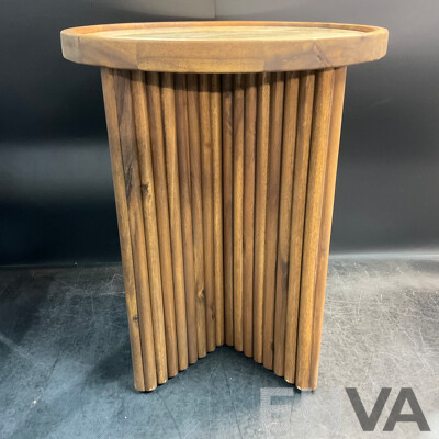 Marquee 400 X 400 X 480mm Natural Marble Tile Fluted Side Table
