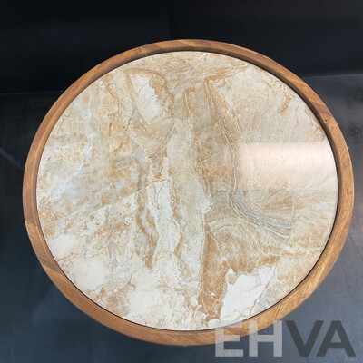 Marquee 400 X 400 X 480mm Natural Marble Tile Fluted Side Table