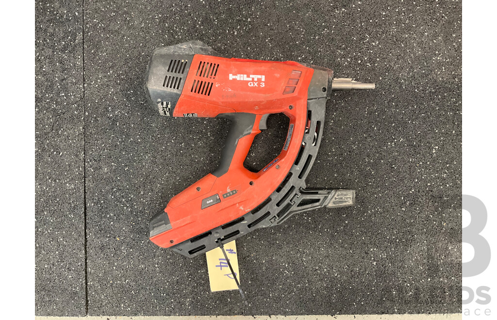 HILTI GX 3 Gas-actuated Fastening Tool & Milwaukee Angle Grinder (M18ONEFAG125XPDB) & Assorted Tools