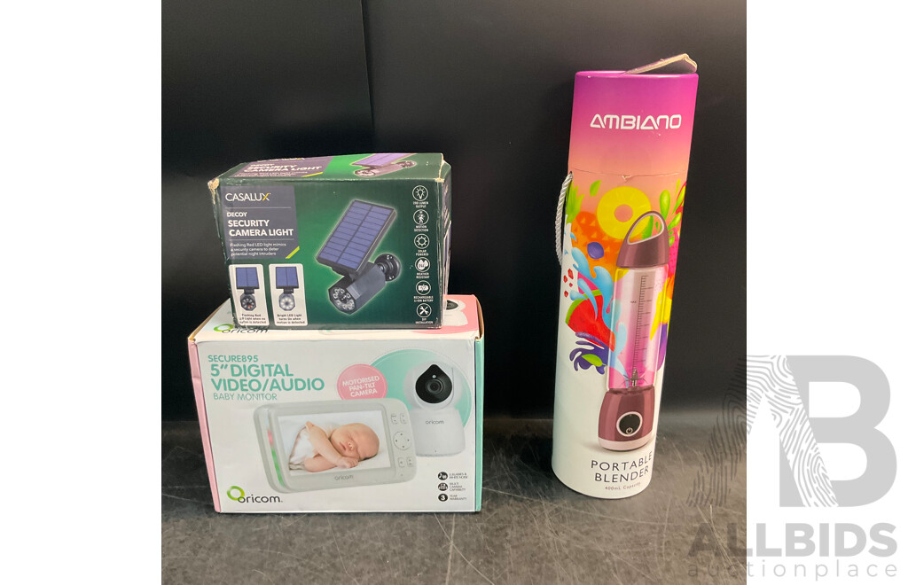 Ambiano Portable Blender, Casalux Decoy Security Camera & Oricom 5