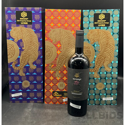 AUSWAN CREEK BIG TIGER Cabernet Sauvignon 1.5L X3, MESSAPI Puglia Negroamaro 750ml  - Lot of 4