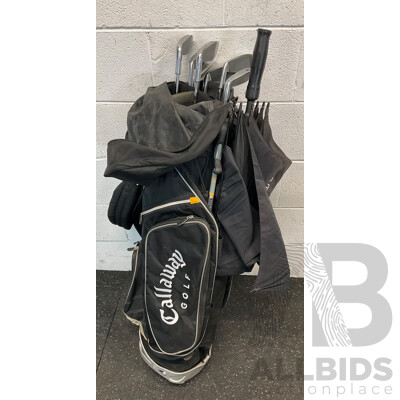 Callaway Golf Bag with 7 Dunlop Golf Clubs