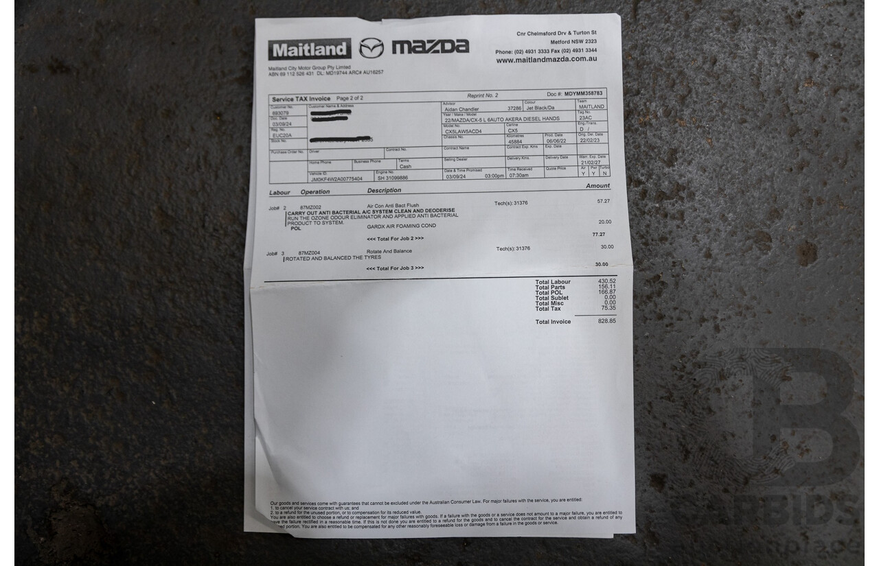 06/2022 Mazda CX-5 Akera (AWD) D35 KF Series MY22 4d Wagon Jet Black Twin Turbo Diesel 2.2L