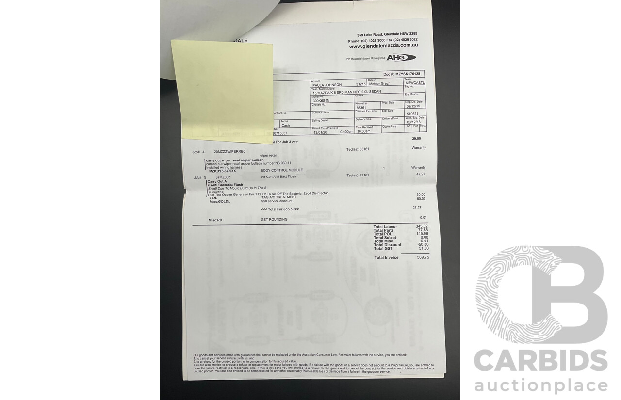 11/2015 Mazda Mazda3 NEO BM MY15 4d Sedan Grey 2.0L