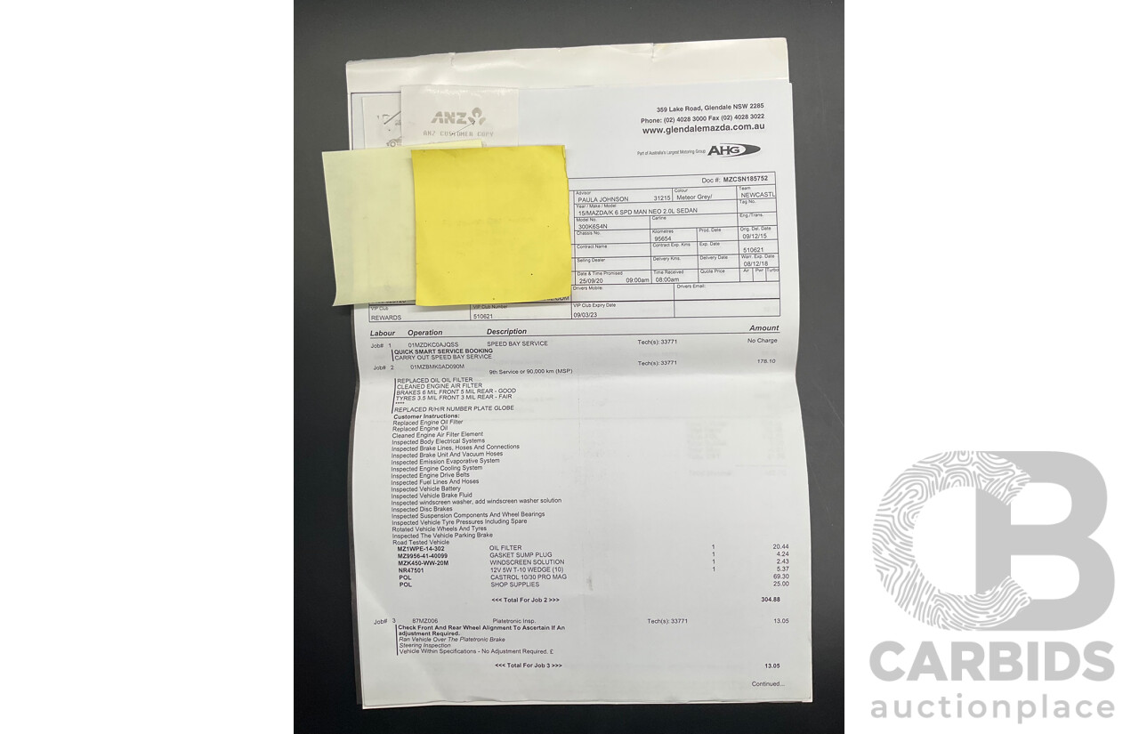 11/2015 Mazda Mazda3 NEO BM MY15 4d Sedan Grey 2.0L