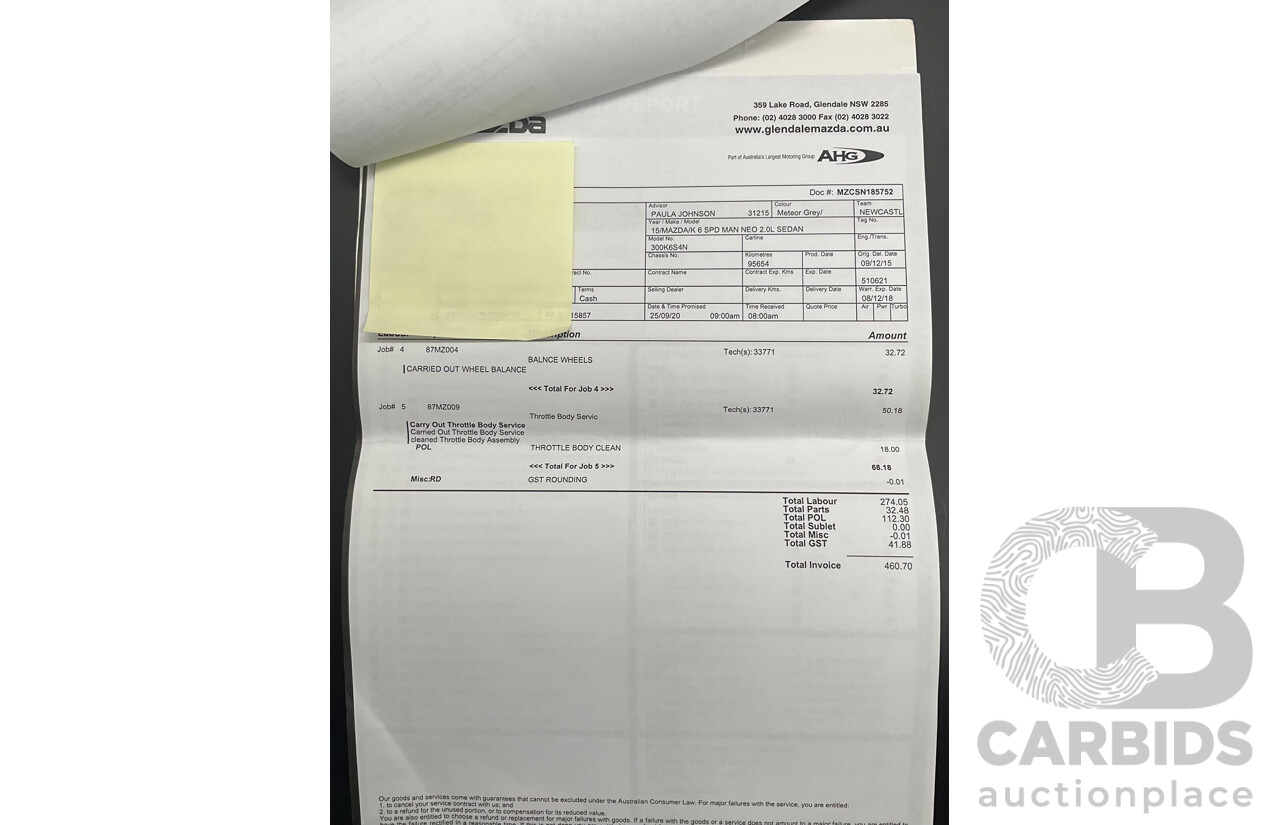 11/2015 Mazda Mazda3 NEO BM MY15 4d Sedan Grey 2.0L