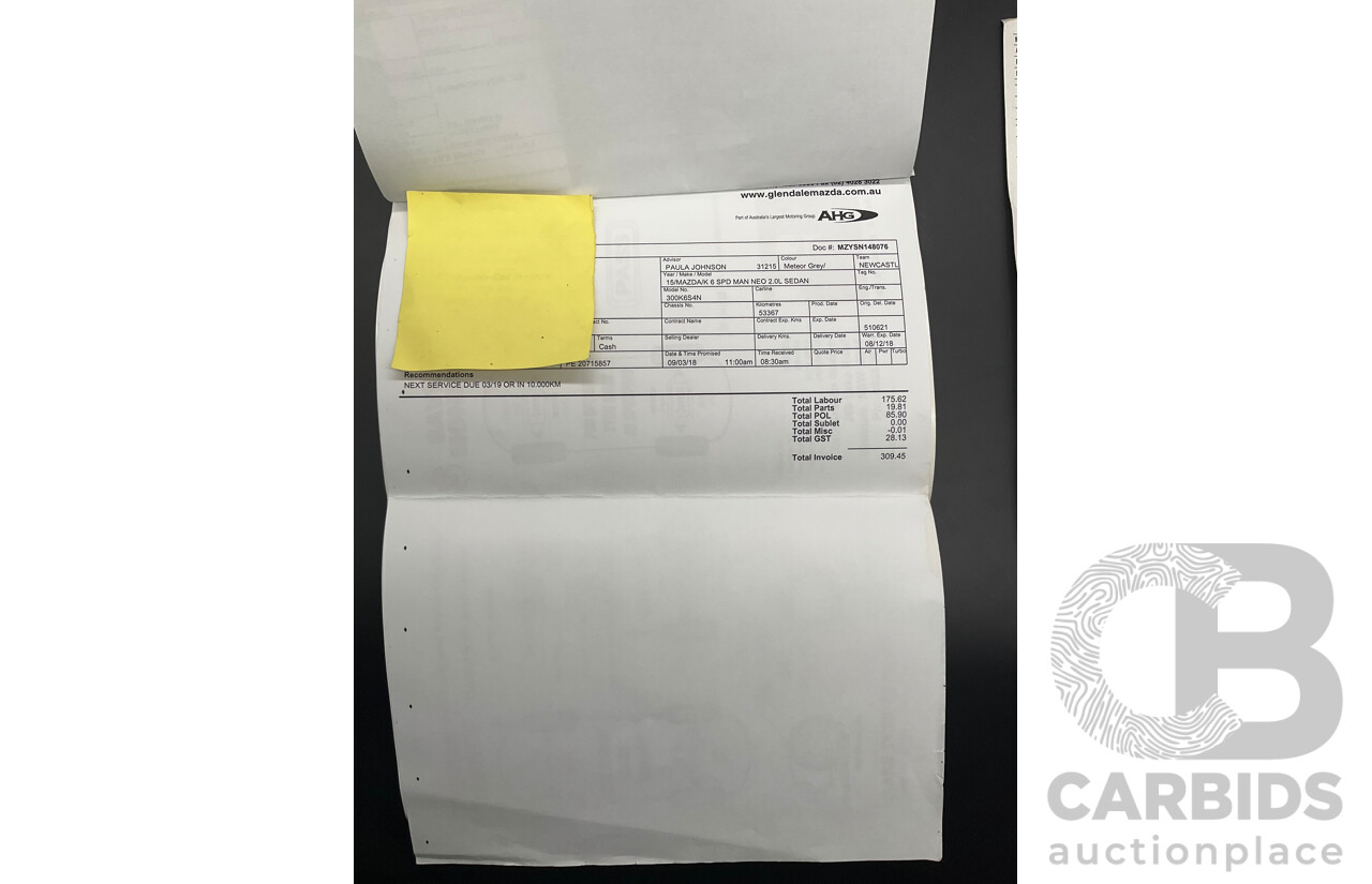 11/2015 Mazda Mazda3 NEO BM MY15 4d Sedan Grey 2.0L