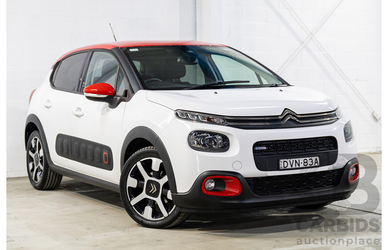 01/2018 Citroen C3 SHINE 1.2 PURE TECH 110 FWD B618 4D Wagon White 1.2L