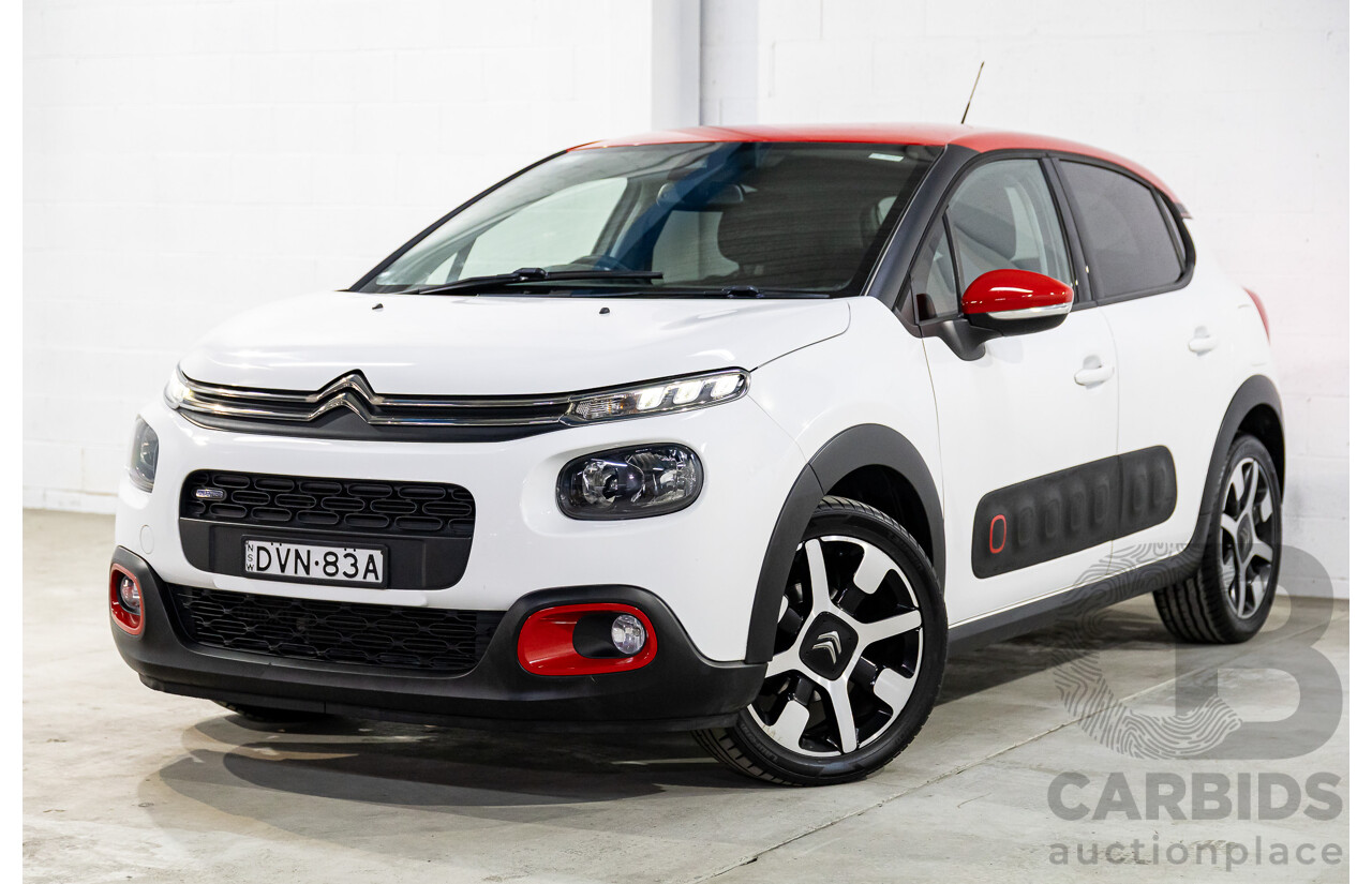 01/2018 Citroen C3 SHINE 1.2 PURE TECH 110 FWD B618 4D Wagon White 1.2L