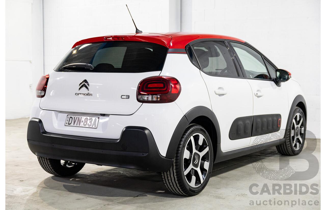 01/2018 Citroen C3 SHINE 1.2 PURE TECH 110 FWD B618 4D Wagon White 1.2L