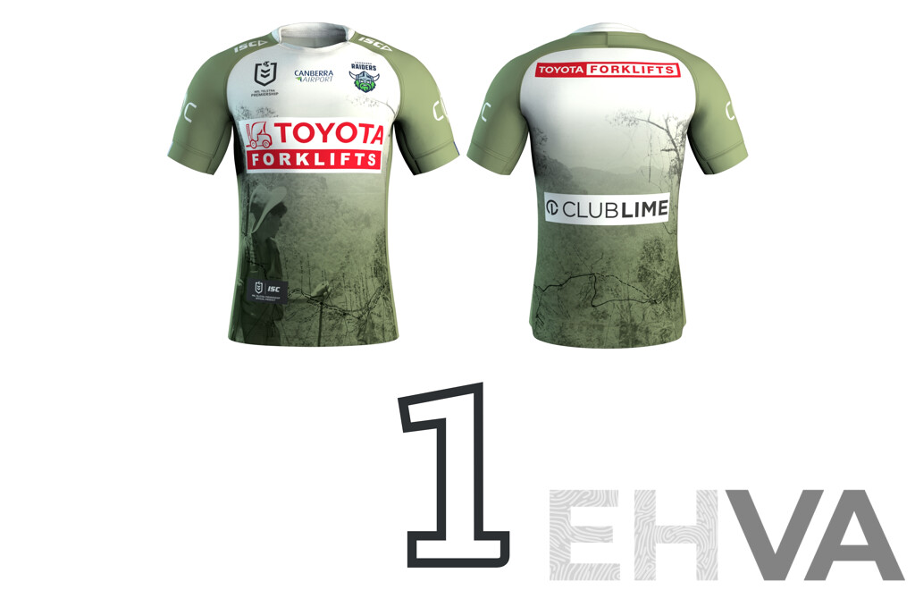 1. Kaeo Weekes - Match Worn and Signed Canberra Raiders 2025 ANZAC Jersey - Round 8 V Dolphins - Proceeds Towards ANZAC Foundation