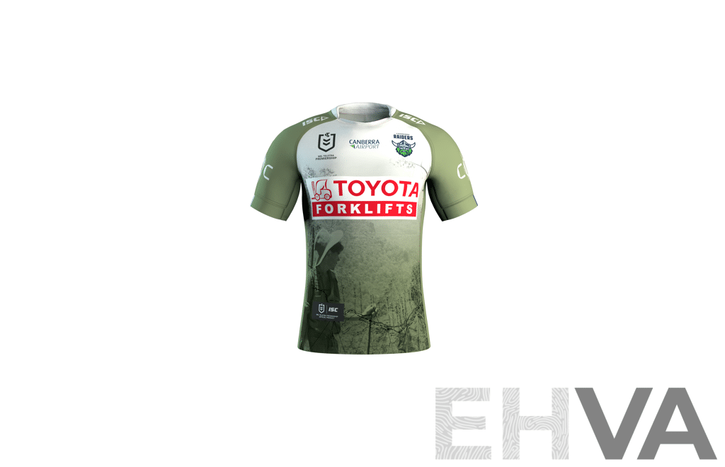 Signed by Head Coach Ricky Stuart - Match Worn and Signed Canberra Raiders 2025 ANZAC Jersey - Round 8 V Dolphins - Proceeds Towards ANZAC Foundation