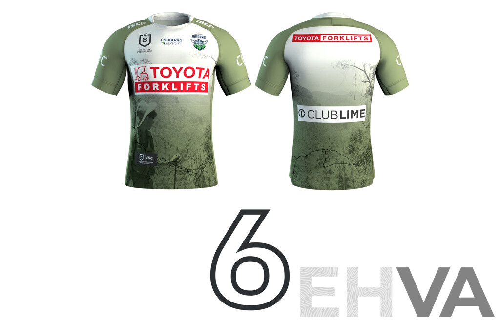 6. Ethan Strange - Match Worn and Signed Canberra Raiders 2025 ANZAC Jersey - Round 8 V Dolphins - Proceeds Towards ANZAC Foundation
